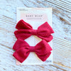 Emma Fabric Bows - Pigtail Bows - Alligator Clip - RED Baby Wisp