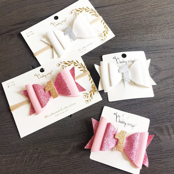 First Birthday Hair Bow, Birthday Headband Baby Wisp