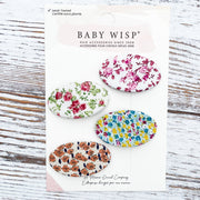 4 Floral Patterned Fabric Large 5cm Snap Clips Baby Wisp