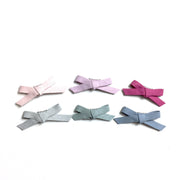 Mini Latch Clip - Hand Tied Faux Suede Bow - Light Pink Baby Wisp
