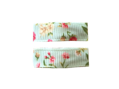 Handmade - Small Snap Urban Clip - Aqua Floral Baby Wisp