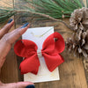 Americana Bow Pinch Clip - Diamond Rhinestone Bling - Red Baby Wisp