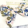 Baby Headband Hand Tied Victoria Bow - Blue Floral Baby Wisp