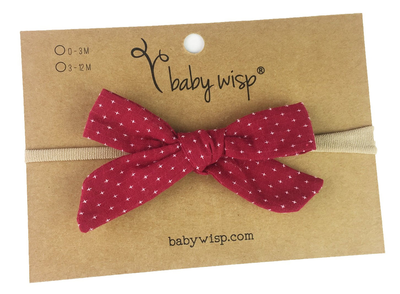 Infant Hand Tied Fabric Bow Headband - Starlite Baby Wisp