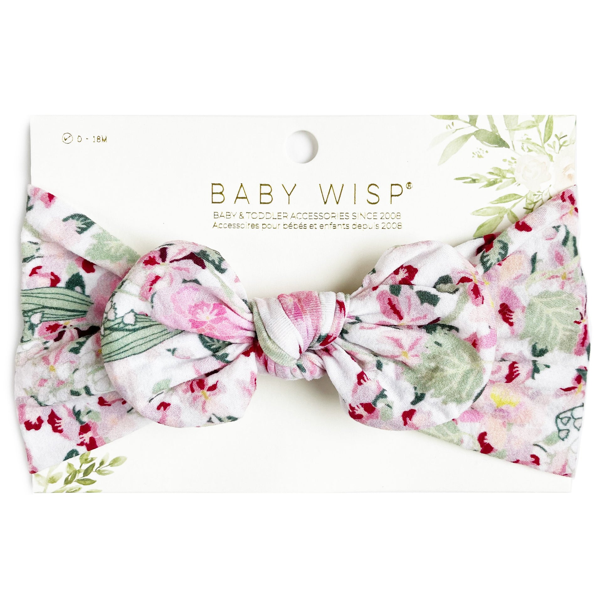 Infant Headwrap Nylon Bow Floral Headband - Begonia Baby Wisp