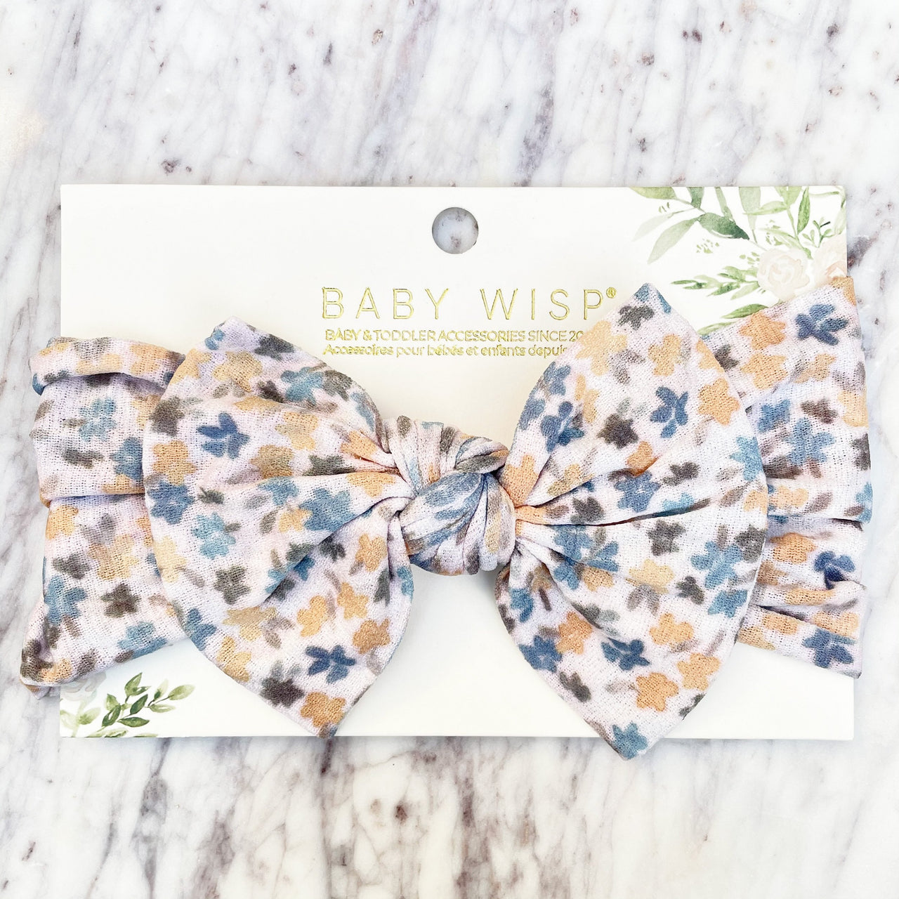 Infant Headwrap Nylon Bow Floral Headband - Isla Baby Wisp