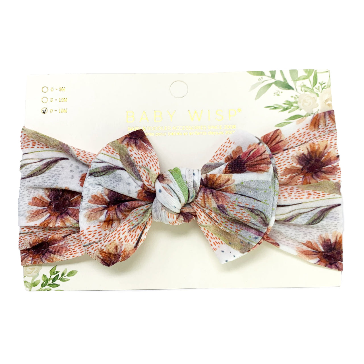 Infant Headwrap Nylon Bow Floral Headband - Arizona Baby Wisp