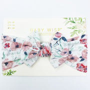 Infant Headwrap Nylon Bow Headband - Floral Garden Pattern Baby Wisp