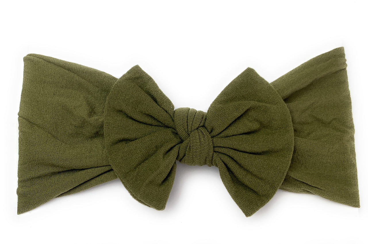 Infant Headwrap Nylon Bow Headband - Moss Baby Wisp