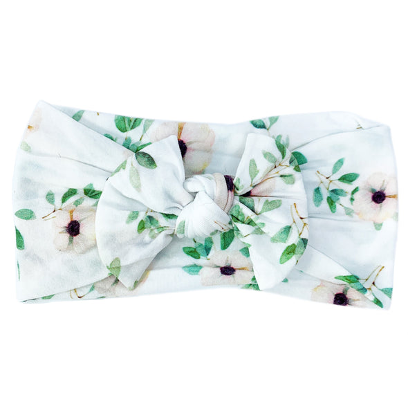 Infant Headwrap Nylon Bow Headband - Slow Floral Style Baby Wisp