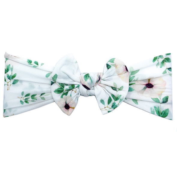 Infant Headwrap Nylon Bow Headband - Slow Floral Style Baby Wisp