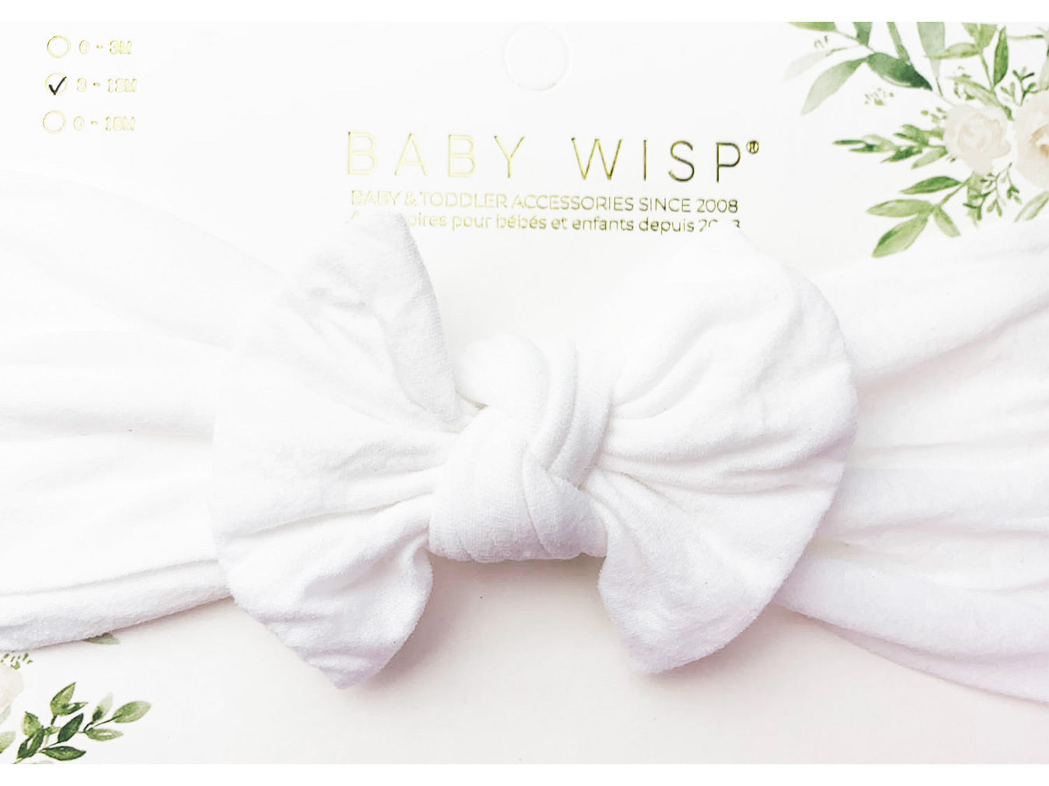 Infant Headwrap Nylon Bow Headband - White Baby Wisp