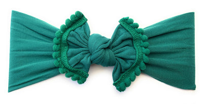 Nylon Pom Pom Trim Headband - Emerald Baby Wisp