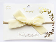 Ivory Velvet Bow - Baby and Toddler Headband (1 inch Ribbon) Baby Wisp