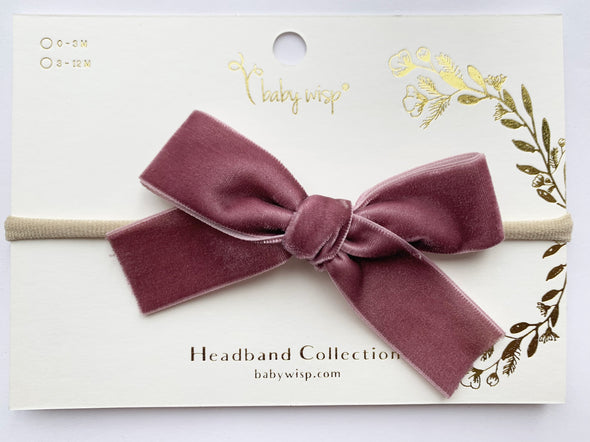 Velvet Bow - Baby and Toddler Headband (1 inch Ribbon) Baby Wisp