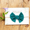 Emerald Green Knotted Bow - Nylon Skinny Headband Baby Wisp
