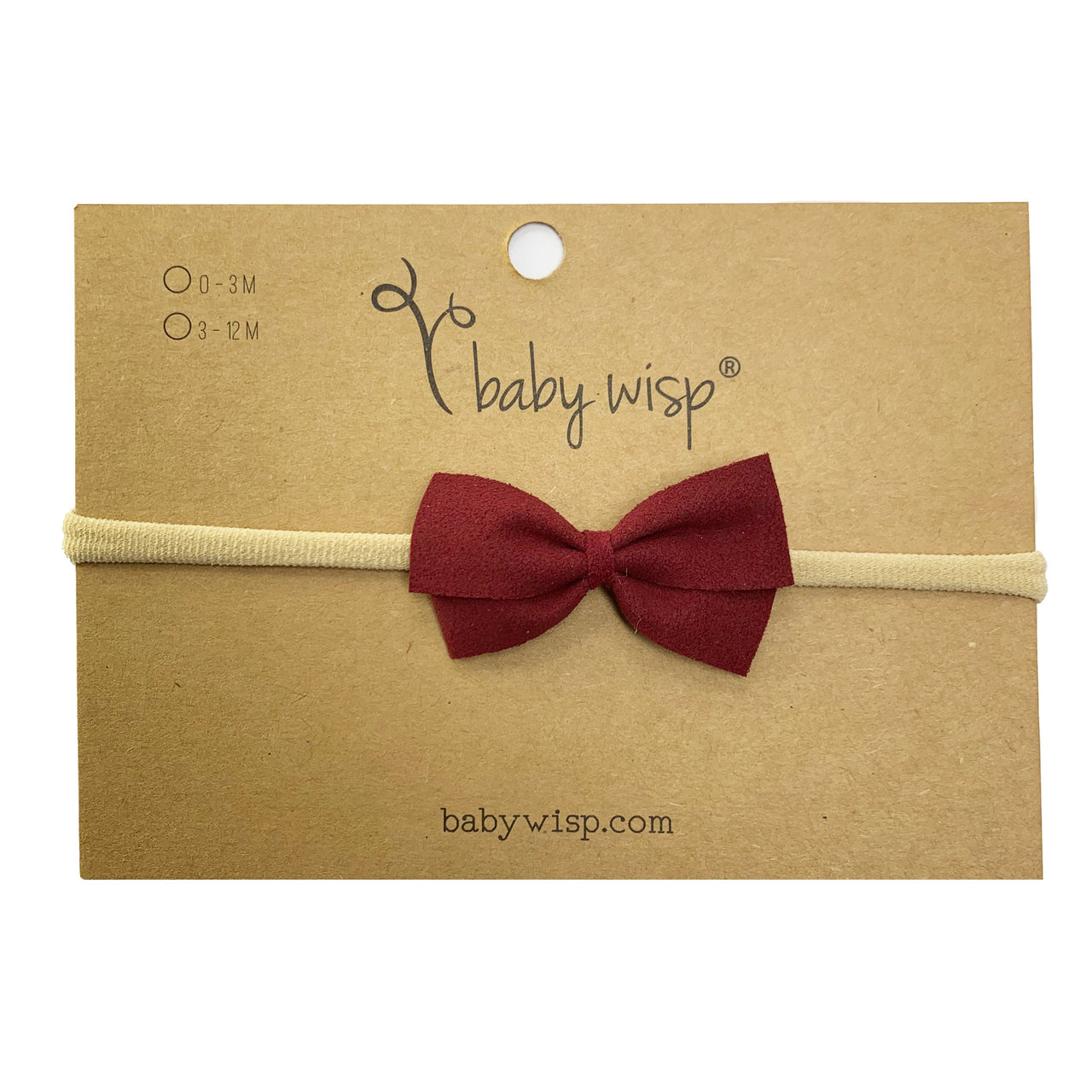 Thali Faux Suede Bow Headband for Babies - Burgundy Baby Wisp