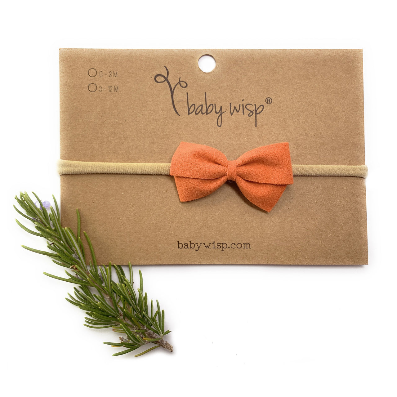 Thali Faux Suede Bow Headband for Babies - Orange Baby Wisp