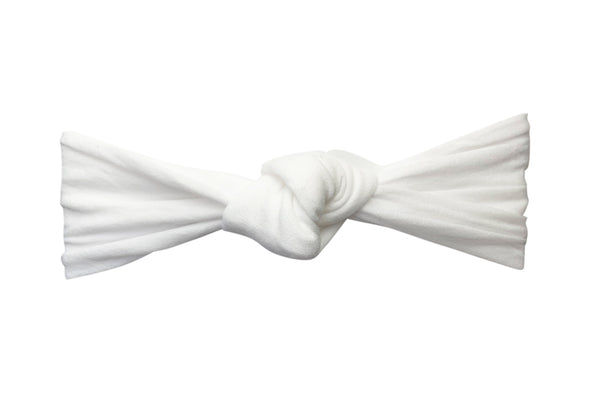 Infant Headwrap - Turban Knot Headband - White Baby Wisp