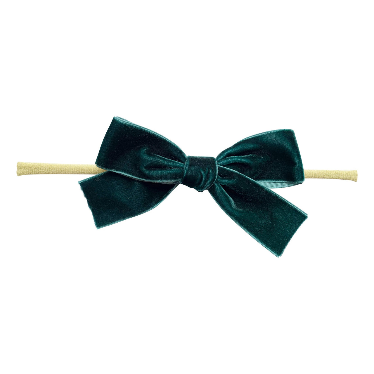 Green Velvet Bow - Baby and Toddler Headband (1 inch Ribbon) Baby Wisp