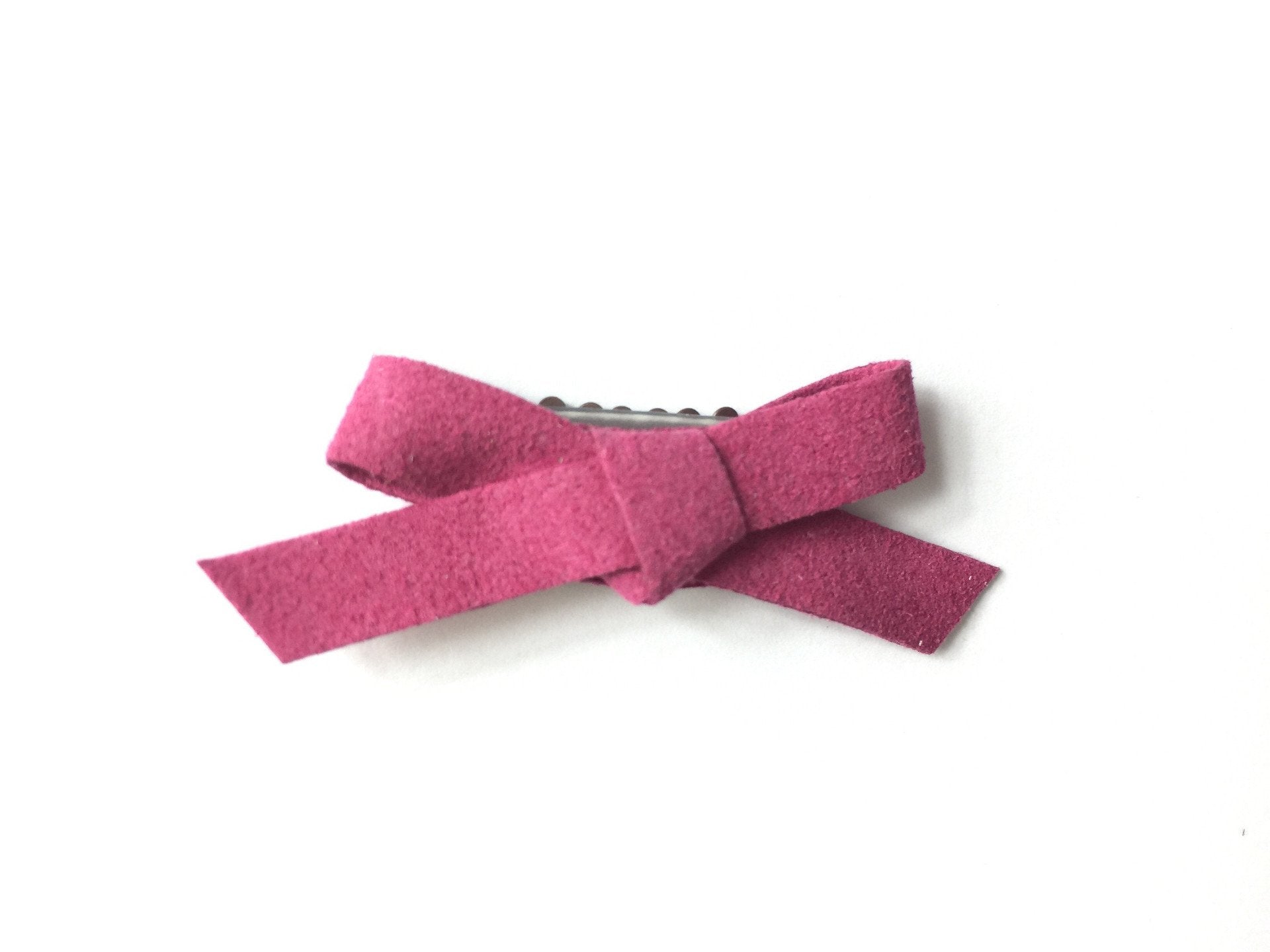 Mini Latch Clip - Hand Tied Faux Suede Hair Bows Baby Wisp