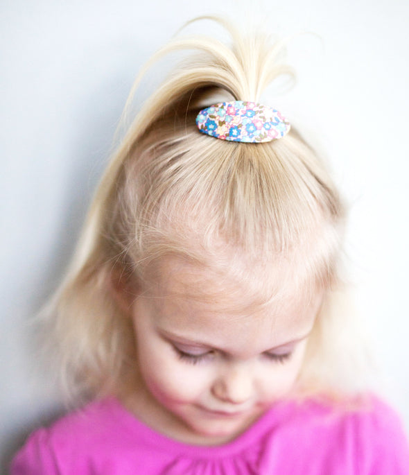 2 Mixed Floral Fabric Hair Clips - Gardenia Baby Wisp