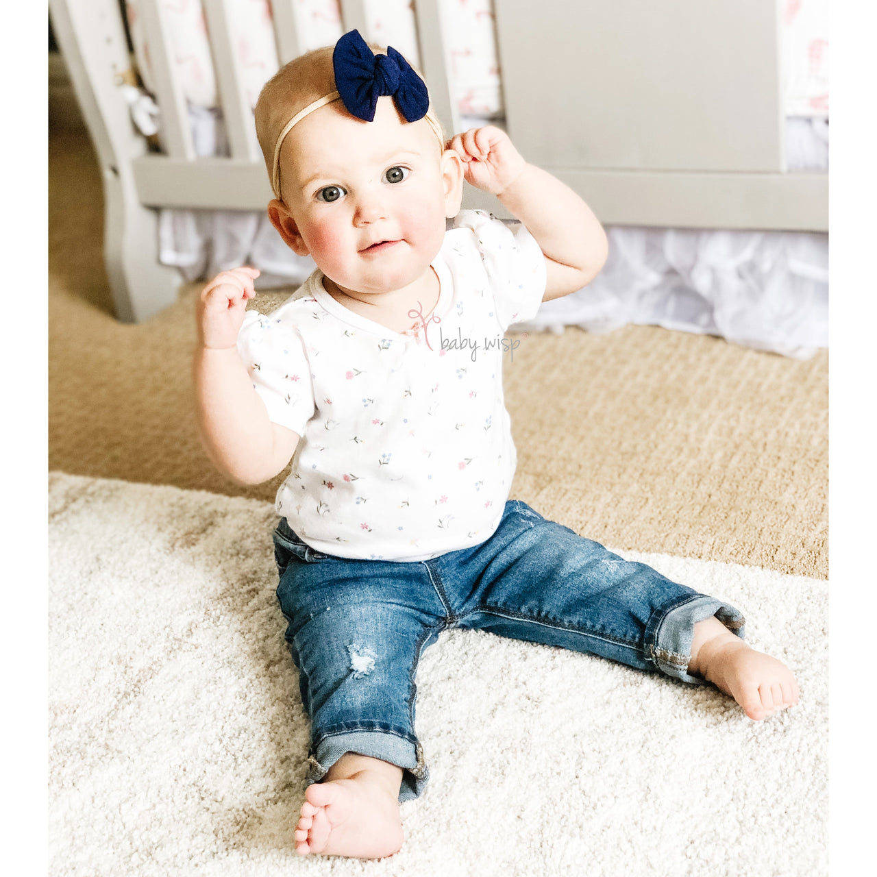 Knotted Bow - Skinny Nylon Headband Baby Wisp