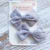 Emma Fabric Bows - Pigtail Bows - Alligator Clip - Light Grey Baby Wisp