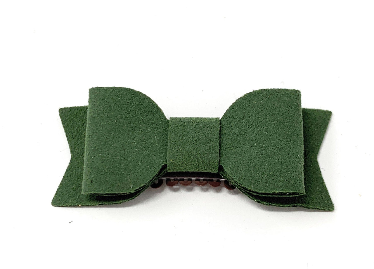 Medium Wisp Clip - Billie Jean Faux Suede Bow - Hunter Green Baby Wisp