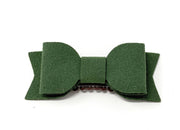 Medium Wisp Clip - Billie Jean Faux Suede Bow - Hunter Green Baby Wisp