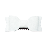 Medium Wisp Clip - Billie Jean Faux Suede Bow - White Baby Wisp