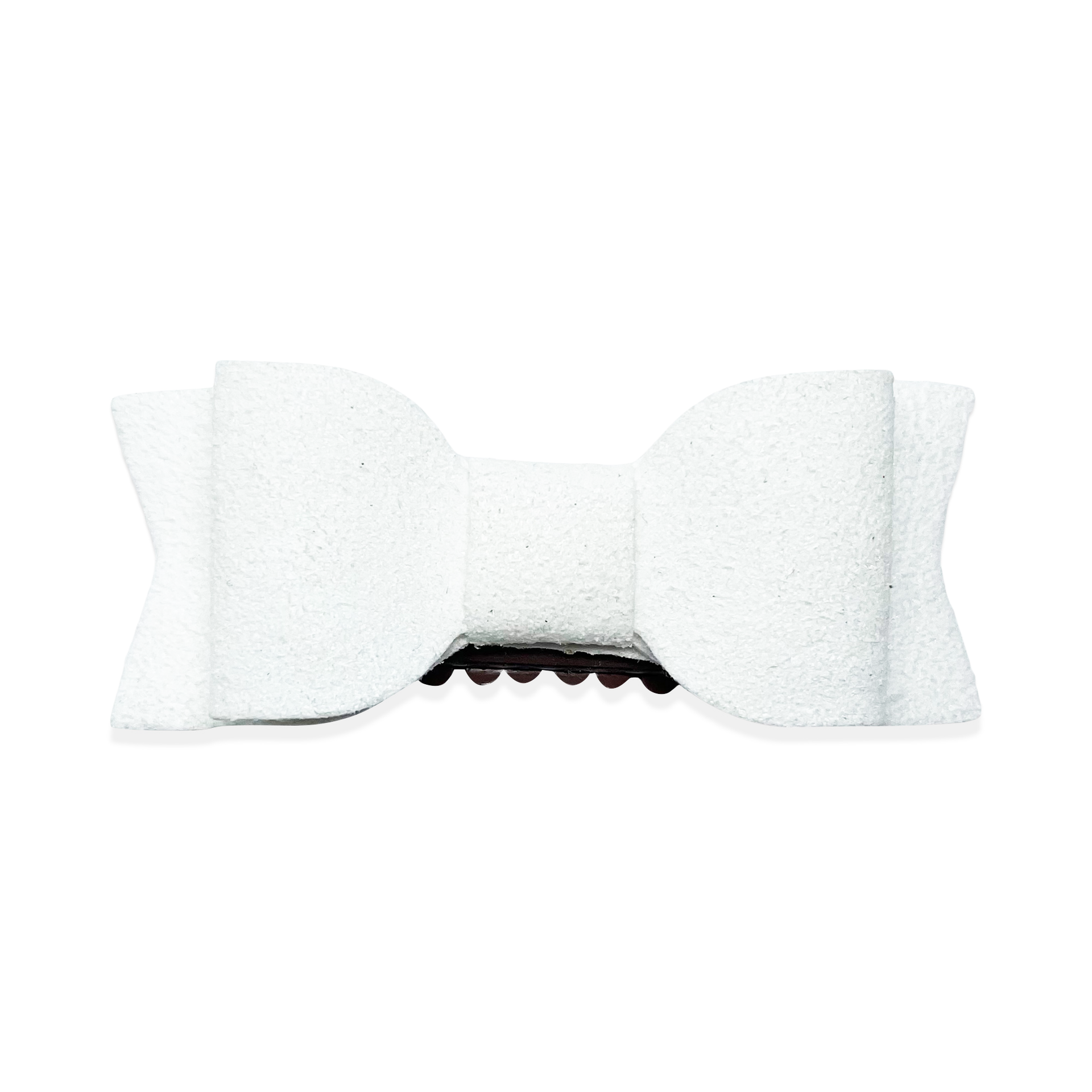 Medium Wisp Clip - Billie Jean Faux Suede Bow - White Baby Wisp