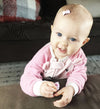 Mini Latch Tuxedo Grosgrain Bow - Magenta Garden Rose Baby Wisp