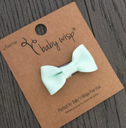 Mini Latch Wisp Clip - Charlotte Bow - Ice Mint Baby Wisp