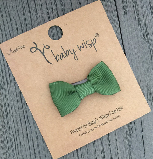 Mini Latch Wisp Clip - Charlotte Bow - Moss Green Baby Wisp