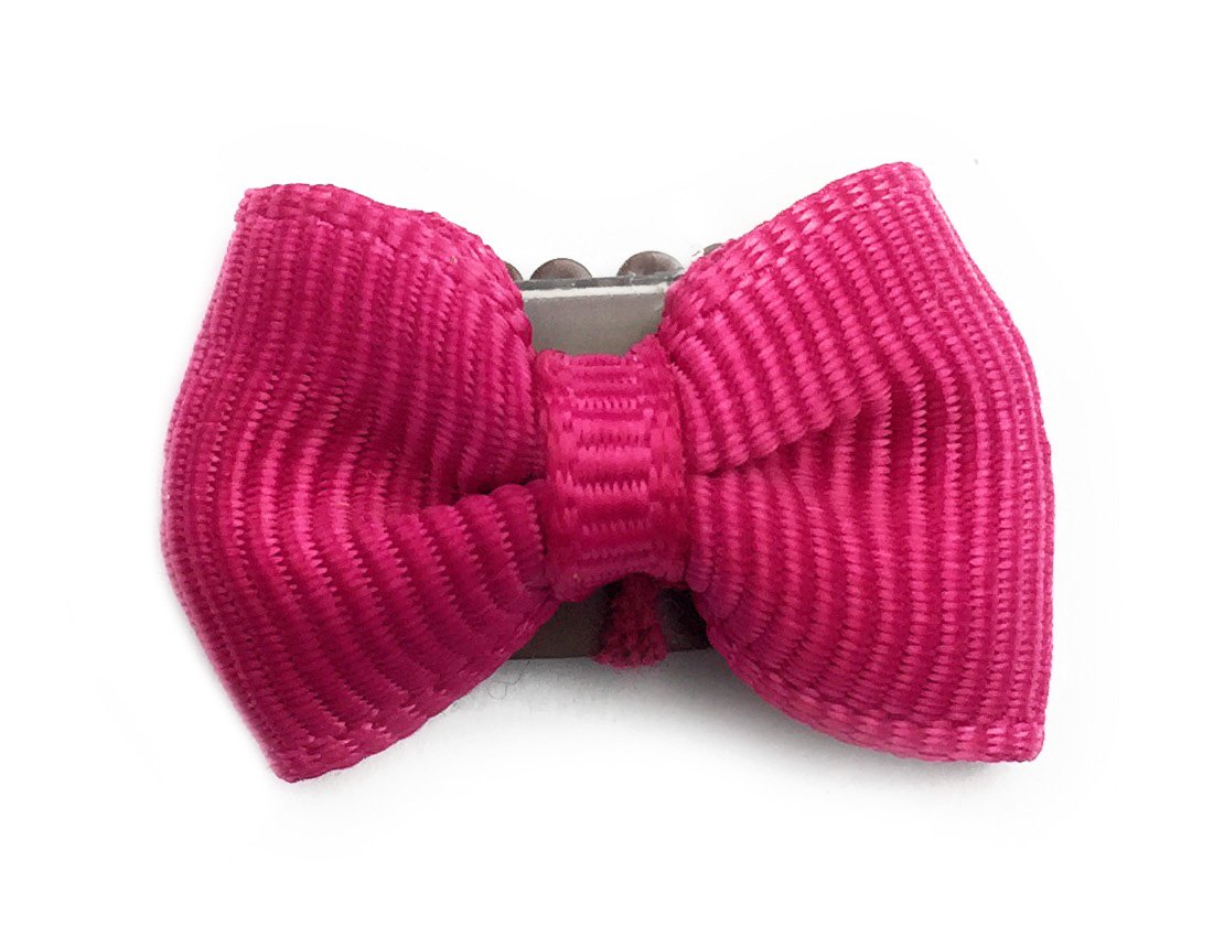 Mini Latch Tuxedo Grosgrain Bow - Fuchsia Baby Wisp