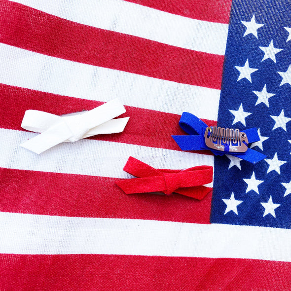 3 Wisp Clip Faux Suede Baby Bow Gift Sets - I Salute You Baby Wisp
