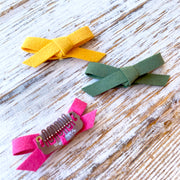 Summer - 3 Mini Wisp Clips Faux Suede Bows Baby Wisp