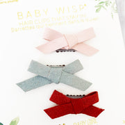 3 Mini Latch Wisp Clip Faux Suede Bows Gift Sets Baby Wisp