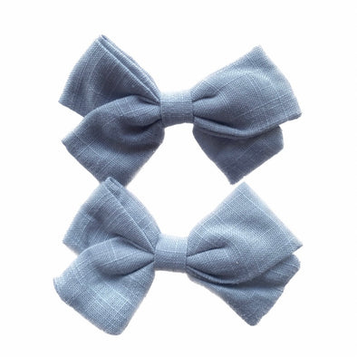 Emma Fabric Bows - Pigtail Bows - Alligator Clip - Blue Jay Baby Wisp
