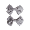 Emma Fabric Bows - Pigtail Bows - Alligator Clip - Light Grey Baby Wisp