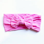 Infant Headwrap Nylon Bow Headband - Hot Pink Baby Wisp