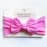 Infant Headwrap Nylon Bow Headband - Hot Pink Baby Wisp