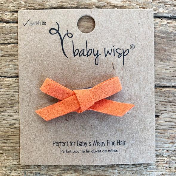 Mini Latch Wisp Clip - Hand Tied Faux Suede Bows for Fall Baby Wisp