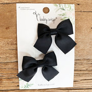 Pollyanna Toddler Bows - Alligator Hair Clip - Pigtail Pair - Black Baby Wisp