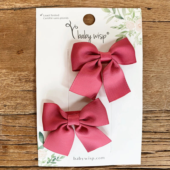 Pollyanna Toddler Bows - Alligator Hair Clips - Valentine Pair Baby Wisp