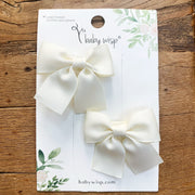 6 Pollyanna Toddler Bows - Alligator Hair Clips - Ivory,Red,Nay Baby Wisp