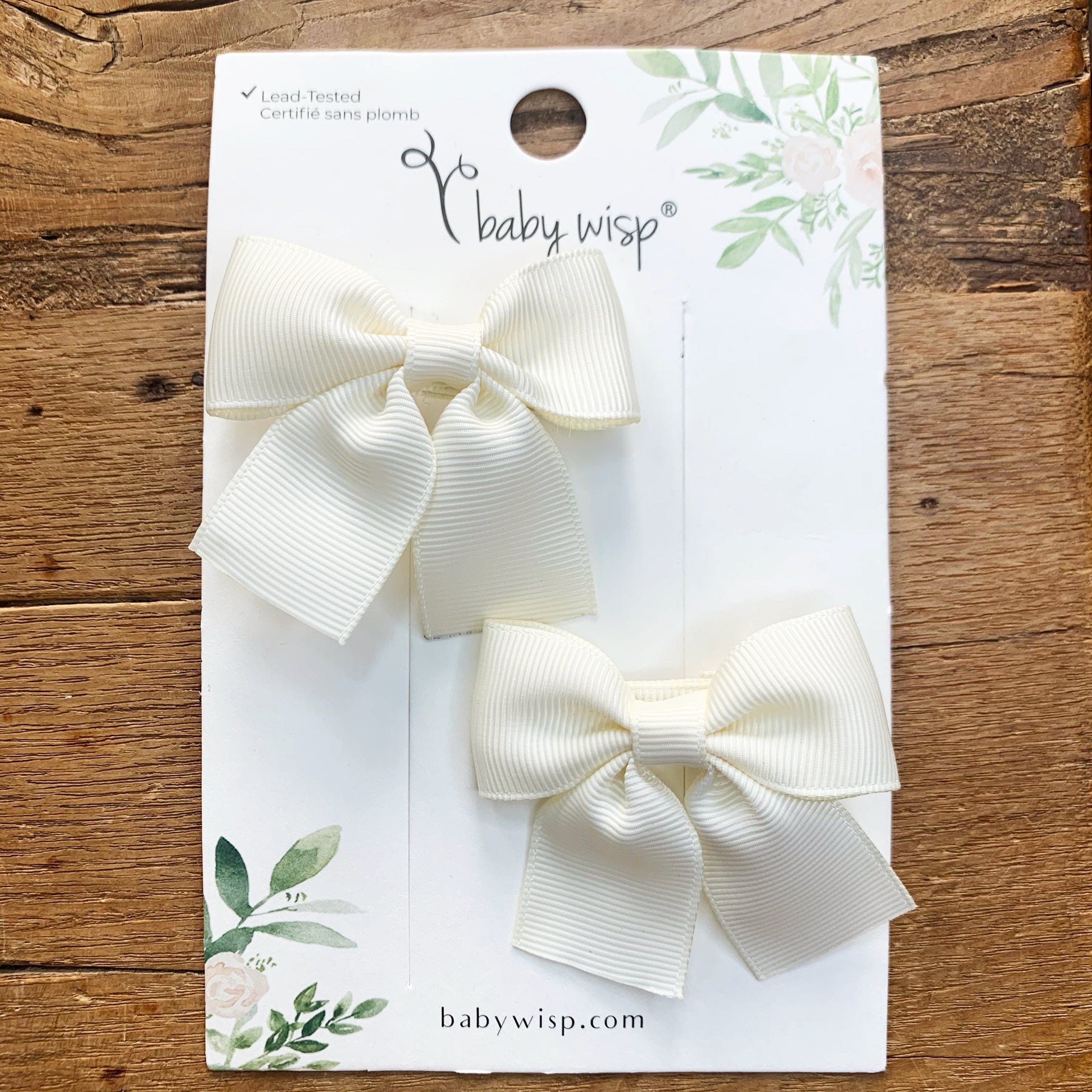 6 Pollyanna Toddler Bows - Alligator Hair Clips - Ivory,Red,Nay Baby Wisp