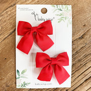 6 Pollyanna Toddler Bows - Alligator Hair Clips - Ivory,Red,Nay Baby Wisp