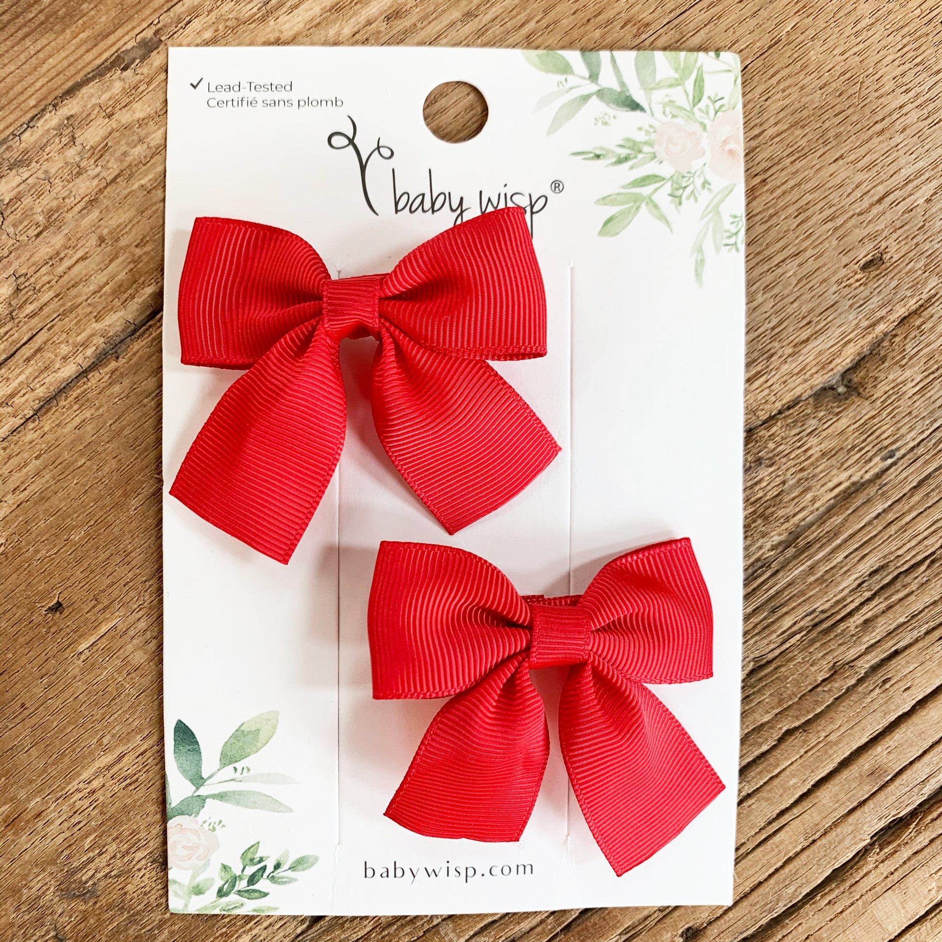 6 Pollyanna Toddler Bows - Alligator Hair Clips - Ivory,Red,Nay Baby Wisp